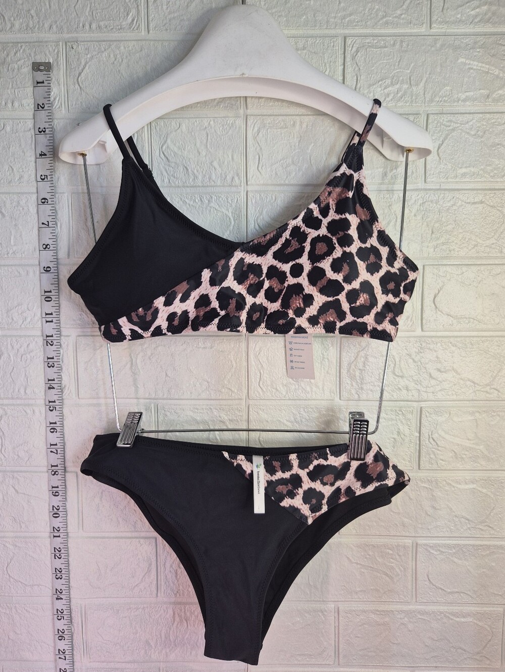 BeachSissi sassy Leopard black Matching top Hipster Bikini Bottoms Size Large